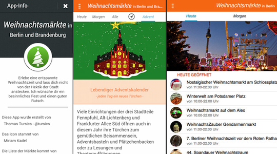 Screenshot Weihnachtsmärkte in Berlin und Brandenburg