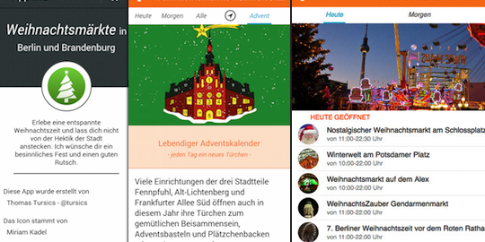 Screenshot Weihnachtsmärkte in Berlin und Brandenburg