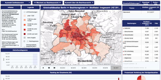 Screenshot der Kriminalitätsatlas App der Berliner Polizei