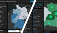Screenshots zweier Dashboards zur Verbreitung von COVID-19 in Deutschland und Berlin